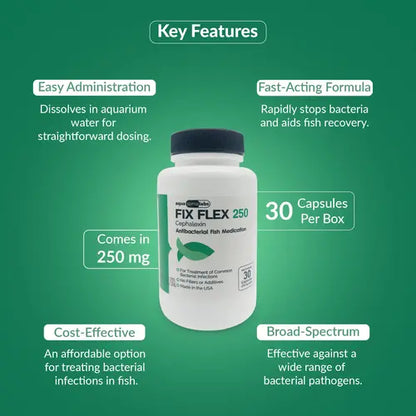 Fish Ceph 250mg Capsules for Aquarium Fish – 30 Count – Water Care Support