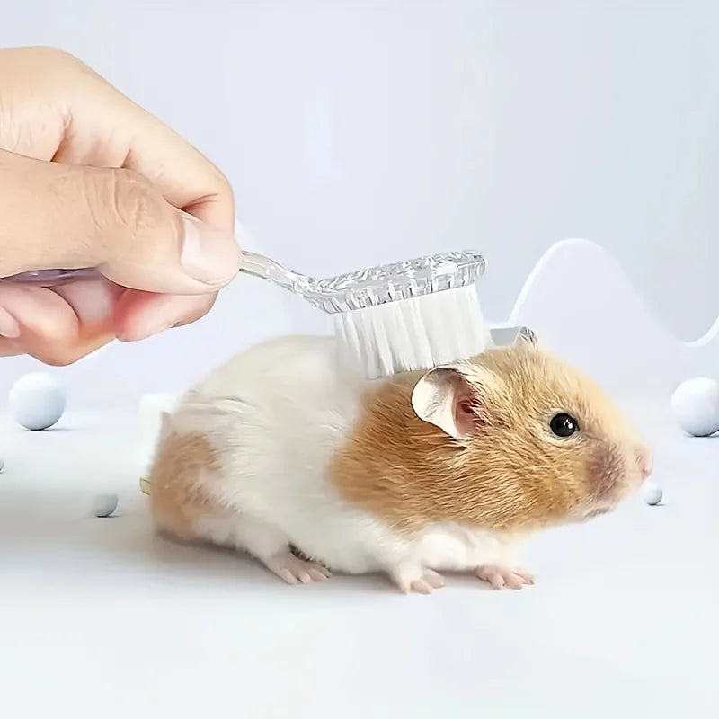 1pc-Plastic Hamster Brush with Soft Bristles - Transparent Pet Grooming Comb for Mice and Small Animals