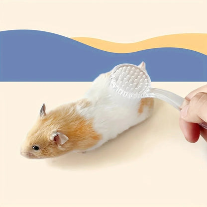 1pc-Plastic Hamster Brush with Soft Bristles - Transparent Pet Grooming Comb for Mice and Small Animals