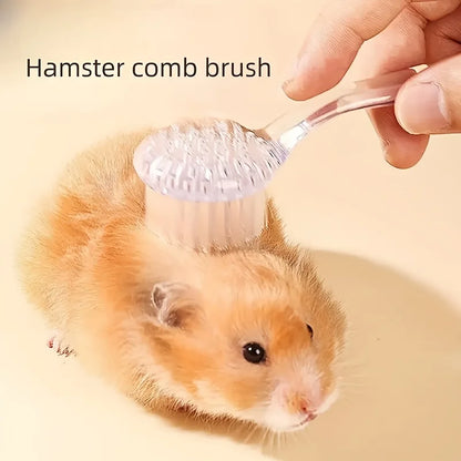 1pc-Plastic Hamster Brush with Soft Bristles - Transparent Pet Grooming Comb for Mice and Small Animals